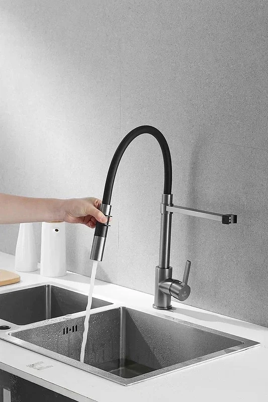 Смеситель для кухни Rose R133T цвет Пепельный Черный