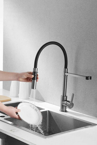 Смеситель для кухни Rose R133T цвет Пепельный Черный