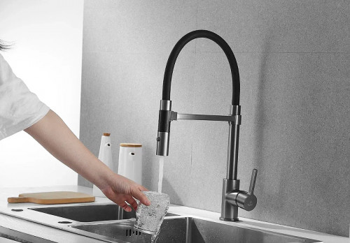 Смеситель для кухни Rose R133T цвет Пепельный Черный