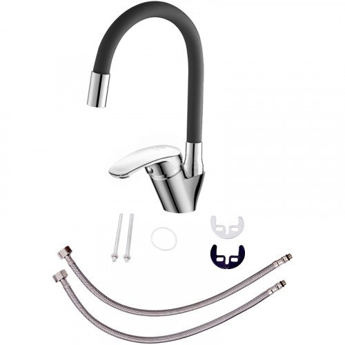 Смеситель для кухни Orange OneLife P11-007cr Хром Черный