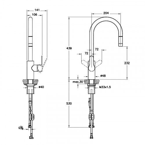 Смеситель для кухни Vitra Masterline Inox A42153EXP Хром латунь