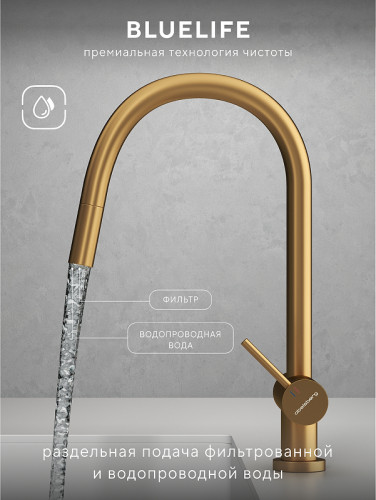 Смеситель для кухни Abelsberg Aera EMF71709BG цвет Королевское золото