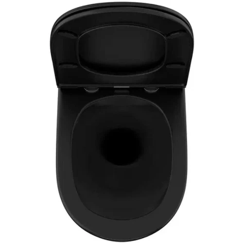 Унитаз с инсталляцией Owl 1975 Vind Cirkel-H OWLT190305 + Berges Atom 410 040332 с сиденьем Микролифт и Черной матовой клавишей смыва