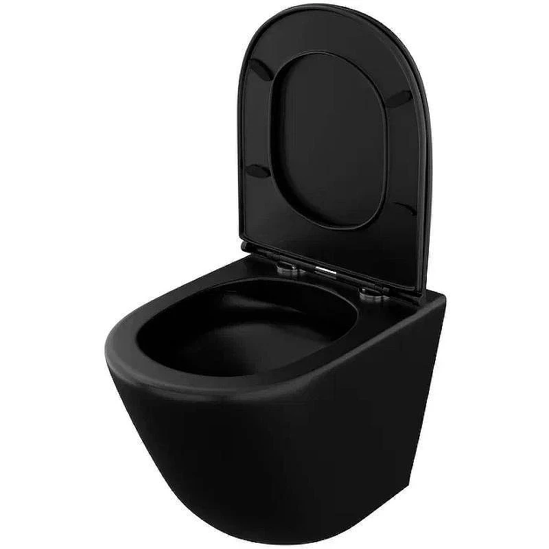 Унитаз с инсталляцией Owl 1975 Vind Cirkel-H OWLT190305 + Berges Atom 410 040332 с сиденьем Микролифт и Черной матовой клавишей смыва