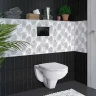 Унитаз с инсталляцией Owl 1975 Vind Cirkel-H OWLT190305 + Berges Atom 410 040332 с сиденьем Микролифт и Черной матовой клавишей смыва