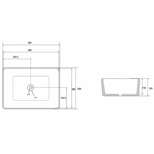 Раковина-чаша Abber Rechteck 40 AC2213MB Черная матовая фаянс накладная