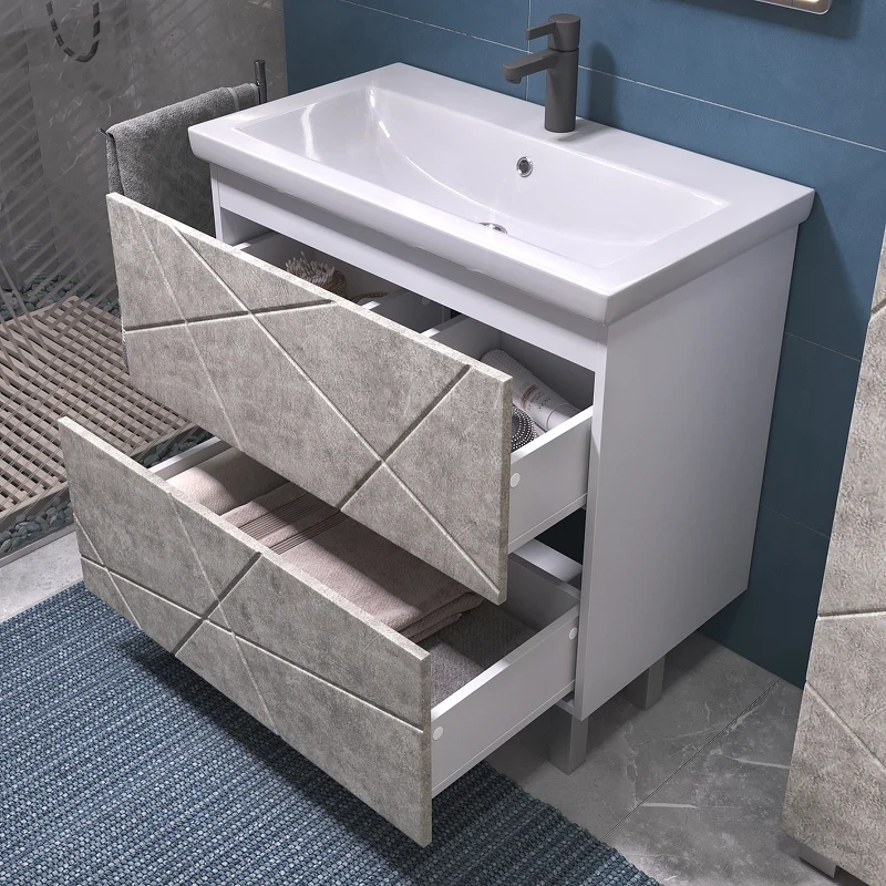 Тумба под раковину Vigo Geometry 80 025 цвет Бетон Белый