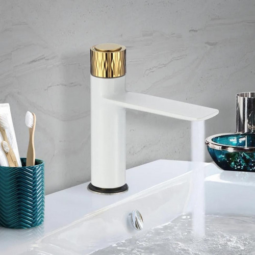 Смеситель для раковины Savol S-601810WB цвет Белый Золото