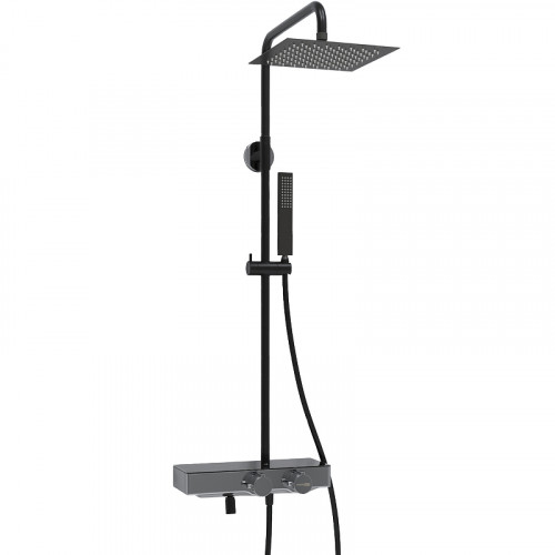 Душевая система WasserKRAFT A114.255.218.CB Thermo с термостатом Черная матовая латунь на стену