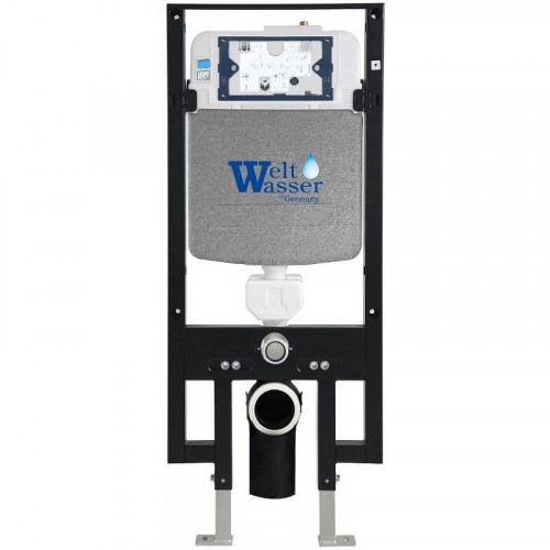 Комплект унитаза с инсталляцией WeltWasser AMBERG 497 + HEIMBACH 043 MT-BL + AMBERG RD-WT 10000012229 цвет Черный матовый с сиденьем Микролифт и клавишей смыва цвет Белый