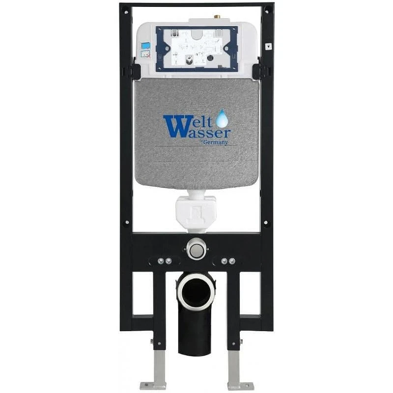 Комплект унитаза с инсталляцией WeltWasser AMBERG 497 + HEIMBACH 043 MT-BL + AMBERG RD-WT 10000012229 цвет Черный матовый с сиденьем Микролифт и клавишей смыва цвет Белый
