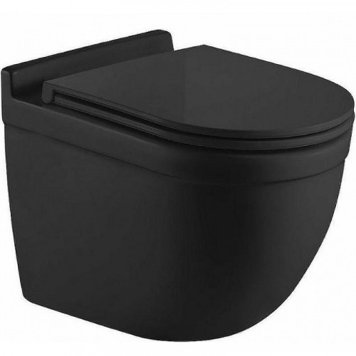 Комплект унитаза с инсталляцией WeltWasser AMBERG 497 + HEIMBACH 043 MT-BL + AMBERG RD-WT 10000012229 цвет Черный матовый с сиденьем Микролифт и клавишей смыва цвет Белый