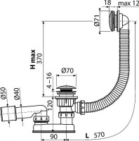 Слив-перелив Alcaplast AG210135160 (A504CKM) Click-Clack Хром Белый