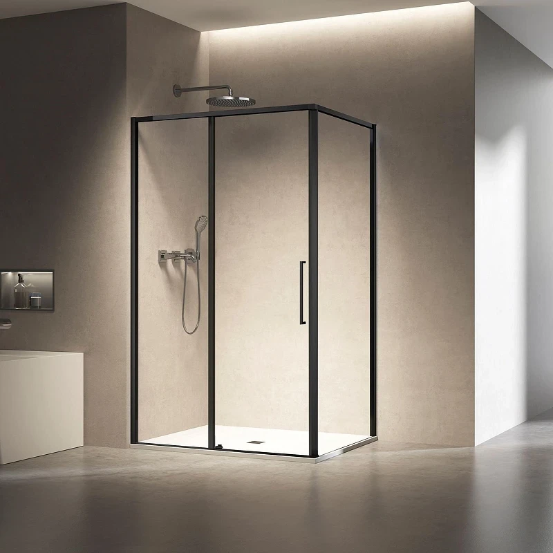 Душевой уголок Vincea Slim 8mm 110х80 VSR-6SL8011CLB профиль Черный стекло прозрачное