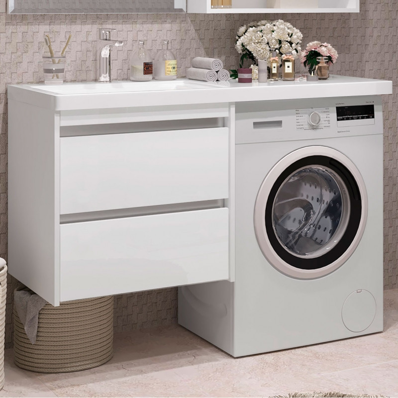 Тумба под раковину Opadiris Фреш 120 00-00002179 подвесная Белая глянцевая МДФ / ЛДСП, стекло