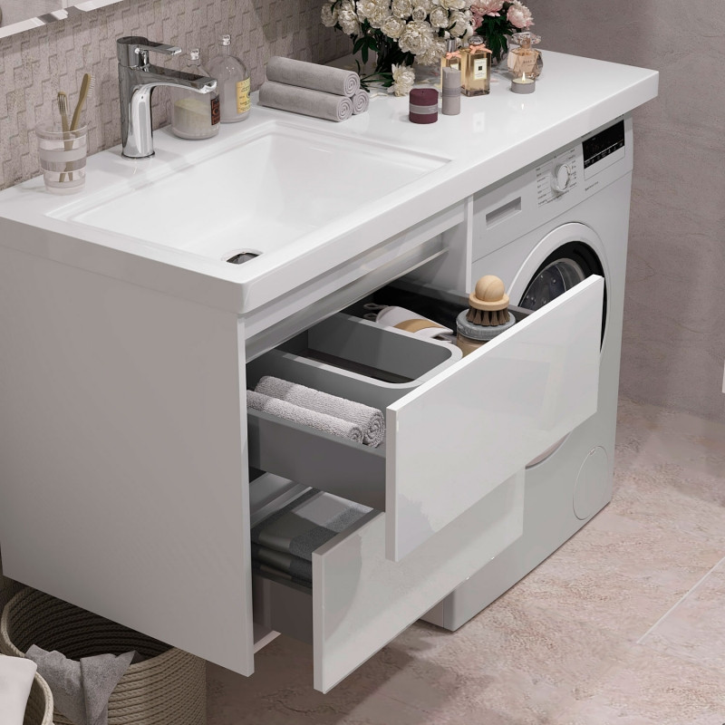 Тумба под раковину Opadiris Фреш 120 00-00002179 подвесная Белая глянцевая МДФ / ЛДСП, стекло