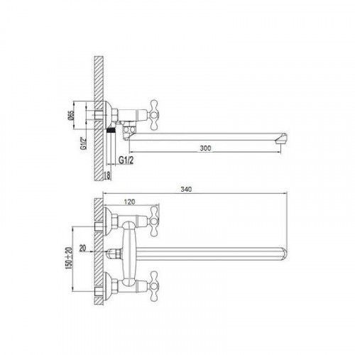Смеситель для ванны D-Lin D143811-F универсальный цвет  Хром