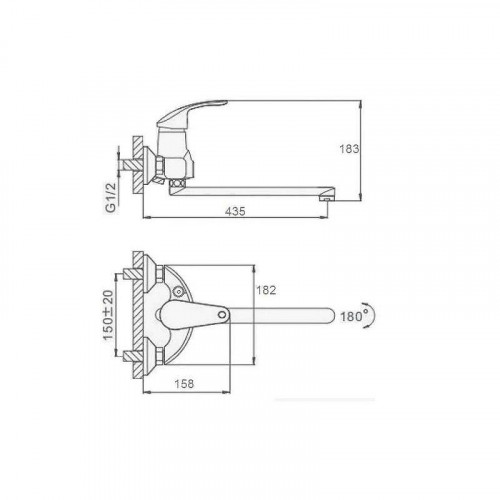 Смеситель для ванны D-Lin D149428 универсальный цвет  Хром