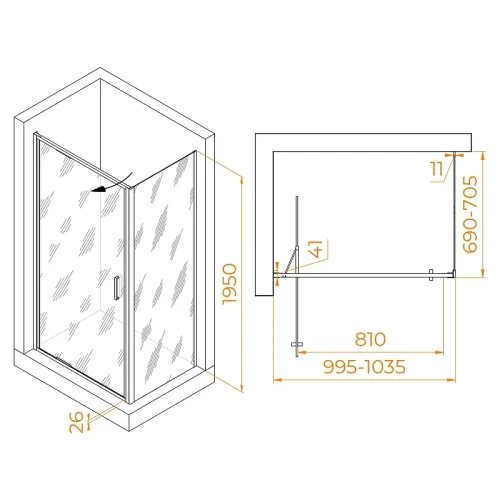 Душевой уголок RGW Stilvoll 100x70 703214507-11 профиль цвет Хром стекло прозрачное