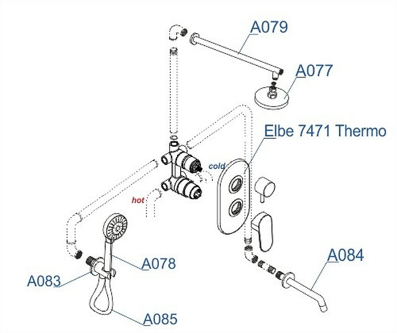 Душевая система WasserKRAFT Elbe A177471 Черная матовая латунь встраиваемый
