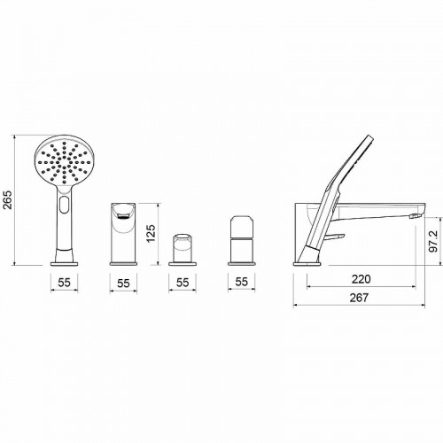 Смеситель на борт ванны Aquatek Бетта AQ1148MB Черный матовый латунь