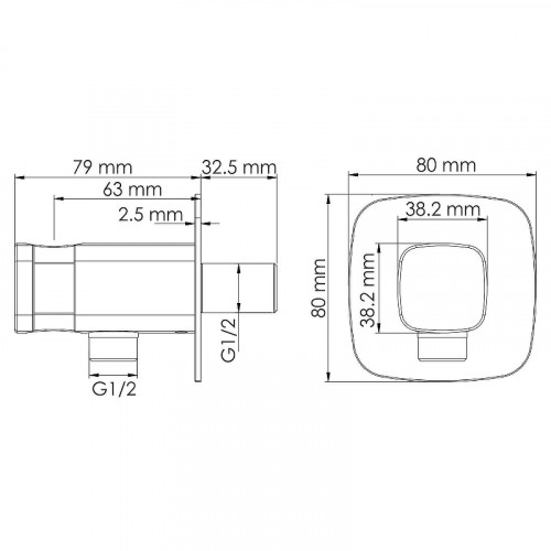 Шланговое подключение WasserKRAFT Naab A326 Хром латунь на стену