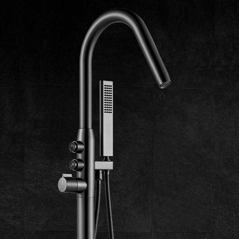 Смеситель для ванны Black&White Universe U7752GM 7752GM Gun Metal латунь на пол