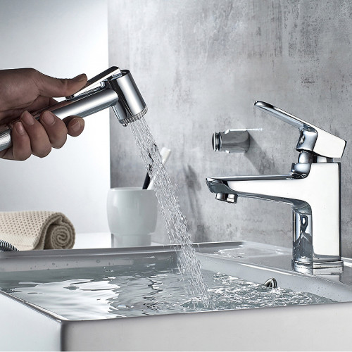 Смеситель для раковины Ledeme H54 1254L с гигиеническим душем Хром латунь