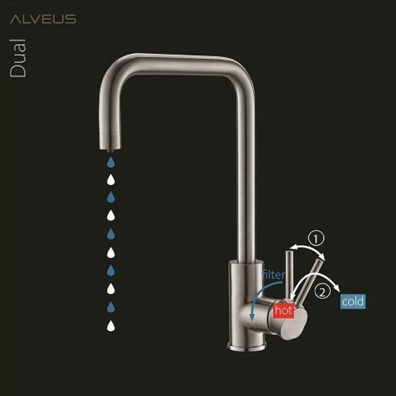 Смеситель для кухни Alveus Dual G91 Carbon 1139812 Угольный латунь