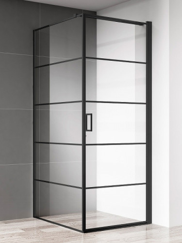 Душевой уголок AQUAme 80x80 R AQM5215-RH-8 профиль Черный матовый стекло прозрачное