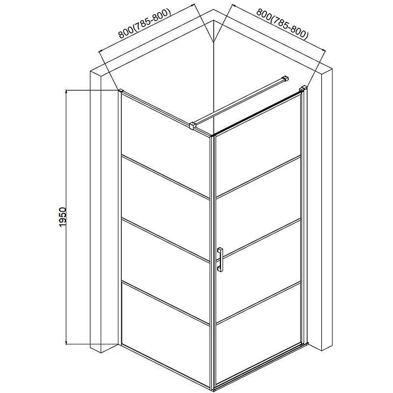 Душевой уголок AQUAme 80x80 R AQM5215-RH-8 профиль Черный матовый стекло прозрачное