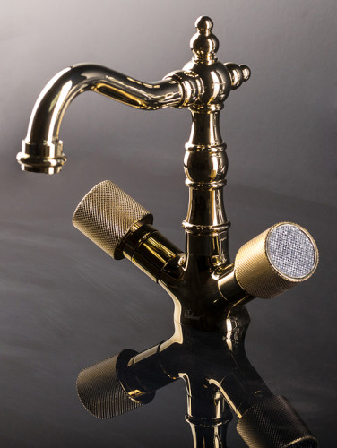 Смеситель для раковины Boheme Royal Cristal 292-Royal Золото латунь