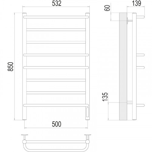 Электрический полотенцесушитель Terminus Евромикс П8 500х850 4670078531292 Хром нержавеющая сталь