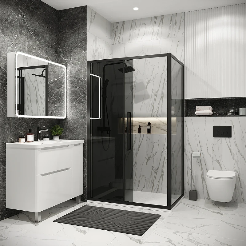 Душевой уголок Grossman Cosmo 110х90 120.K33.02.1190.21.10 профиль Черный матовый стекло тонированное
