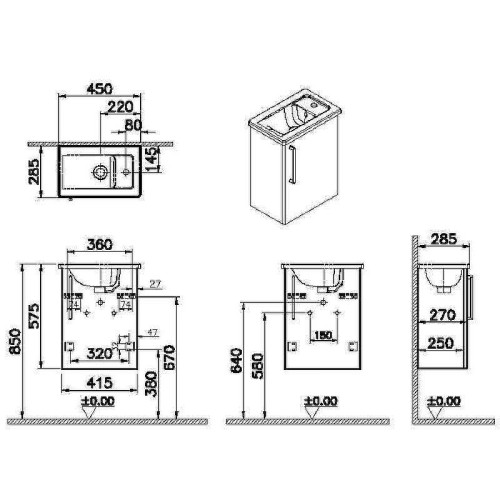 Тумба с раковиной Vitra Root 45 R 68065 подвесная Кордоба