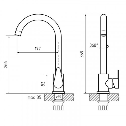 Смеситель для кухни GranFest GF-Z-5412 цвет Темно-серый