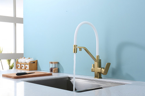 Смеситель для кухни Raglo R85.62.03 Золото матовое Белый латунь