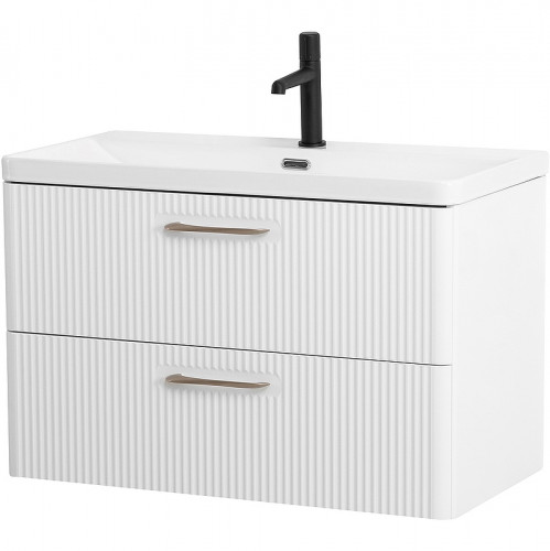 Тумба под раковину BelBagno Due 80 DUE-800-2C-SO-BL-P подвесная Bianco Lucido МДФ / ЛДСП