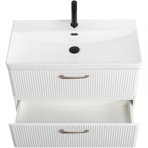 Тумба под раковину BelBagno Due 80 DUE-800-2C-SO-BL-P подвесная Bianco Lucido МДФ / ЛДСП