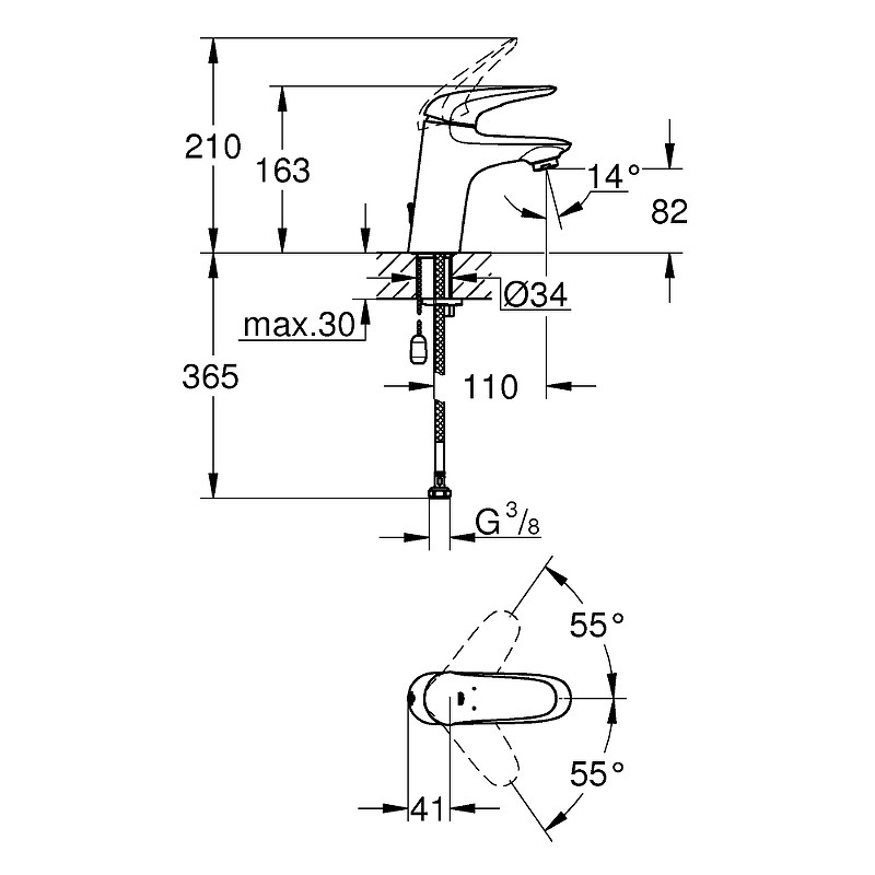 Смеситель для раковины Grohe Eurostyle Solid 23713003 Хром латунь