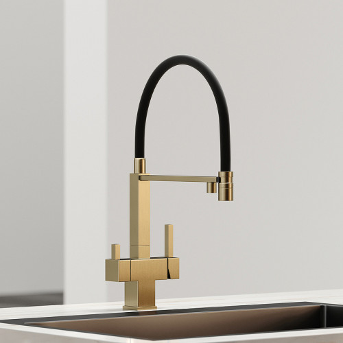 Смеситель для кухни Sancos Moro SC4006BG Золото брашированное Черный латунь