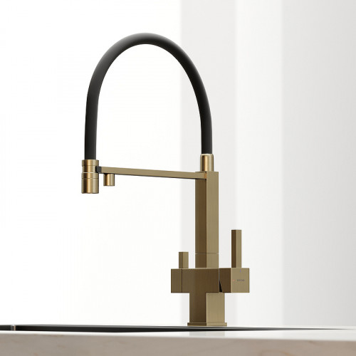 Смеситель для кухни Sancos Moro SC4006BG Золото брашированное Черный латунь