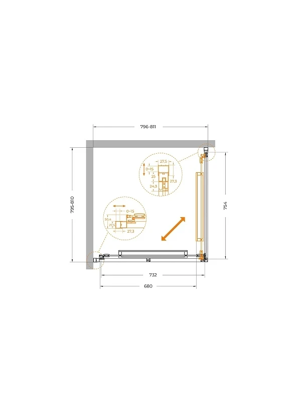Душевой уголок Cezares Lux 80x80 LUX-A-FS-1-80-C-GM профиль Оружейная сталь стекло прозрачное