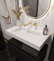 Раковина Boheme Armadi Art Flat 80 859-080-CLCT Белый мрамор искусственный камень (литьевой мрамор) подвесная