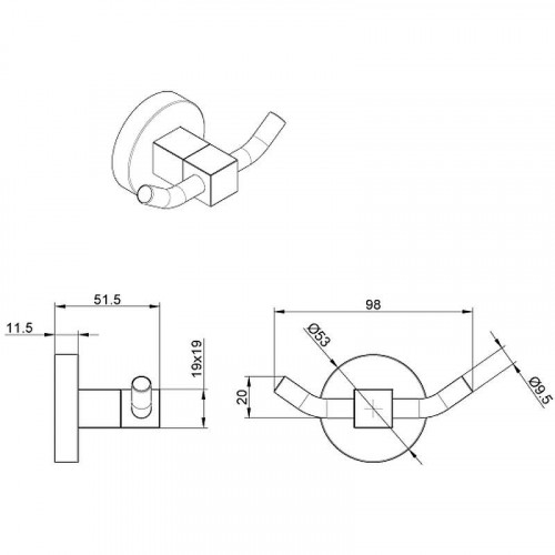 Двойной крючок Azario Nessy AZ-73105 цвет Хром