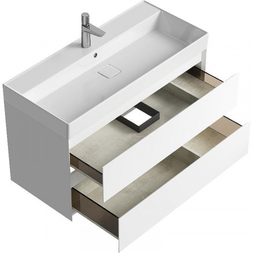 Тумба под раковину Aqwella Geometria 100 GE01102WM подвесная Белая матовая