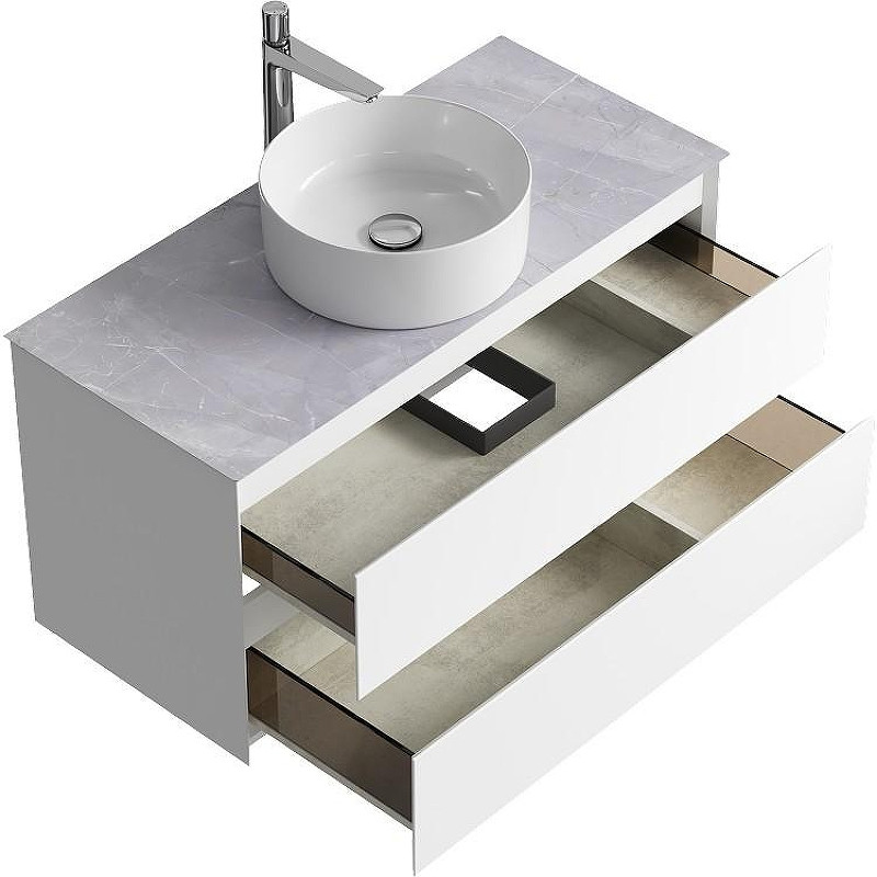 Тумба под раковину Aqwella Geometria 100 GE01102WM подвесная Белая матовая