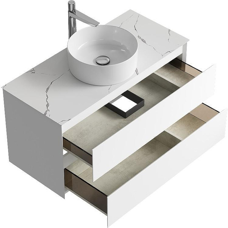 Тумба под раковину Aqwella Geometria 100 GE01102WM подвесная Белая матовая