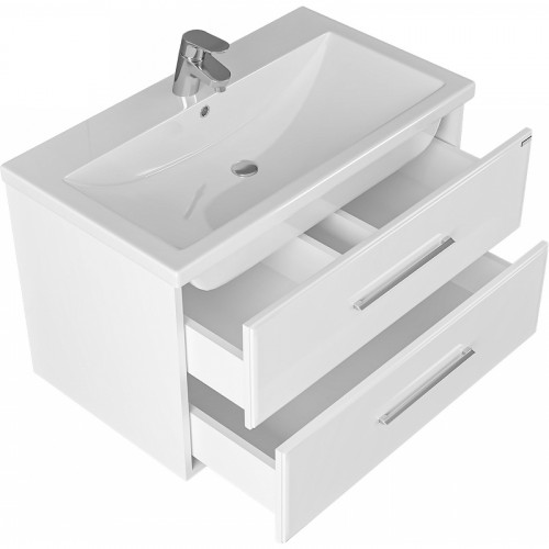 Тумба под раковину СанТа Омега 80 207005 подвесная Белая МДФ / ЛДСП