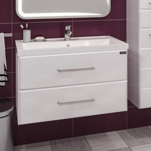 Тумба под раковину СанТа Омега 80 207005 подвесная Белая МДФ / ЛДСП